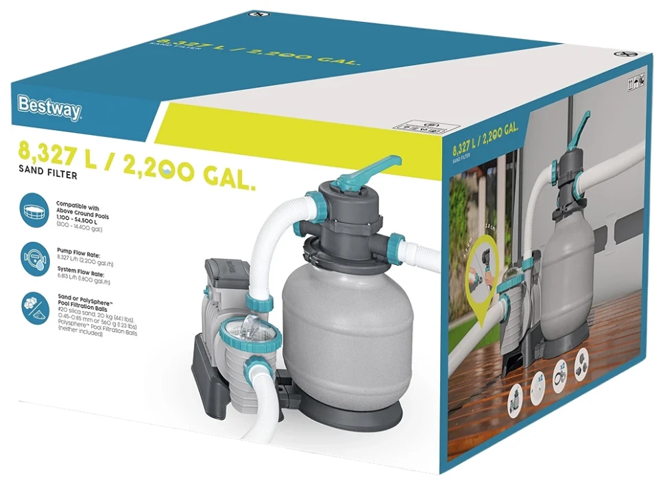 Пісочний фільтр-насос Bestway 58499 (8327 л/год, пісок 20 кг)