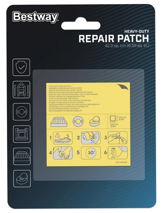 Ремонтний комплект Bestway 62068 (латки 6,5x6,5 см, 10 шт.) для надувних виробів ПВХ