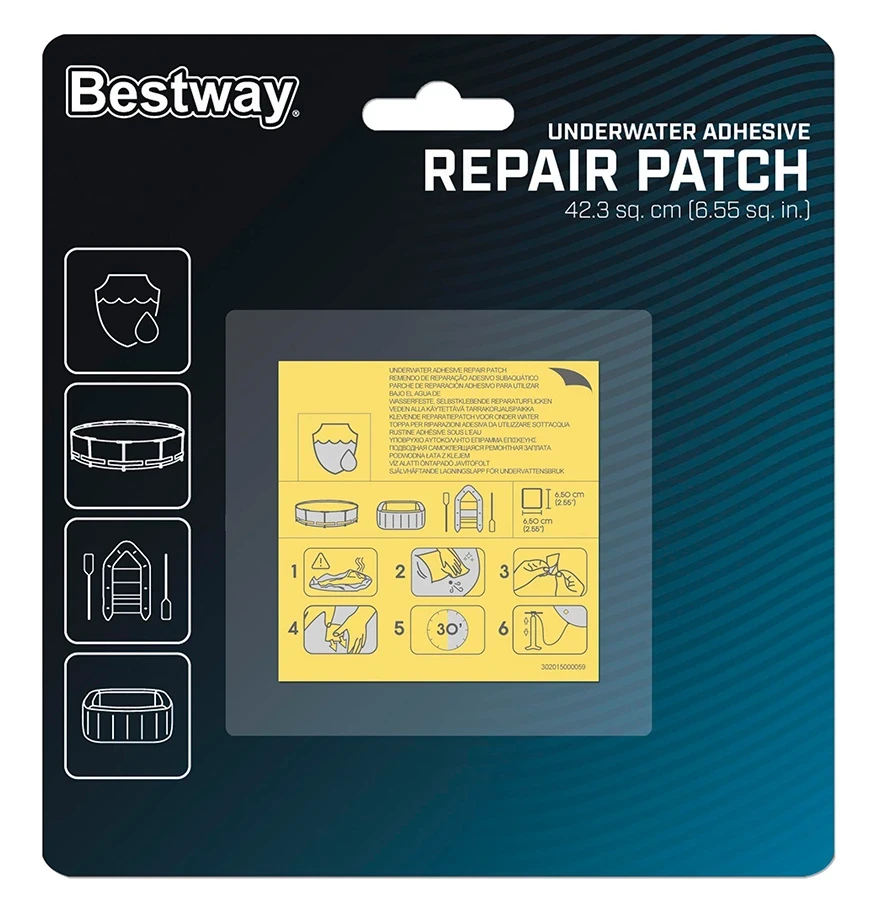 Ремонтний комплект Bestway 62091 (латки 6,5x6,5 см, 10 шт.) для надувних виробів ПВХ