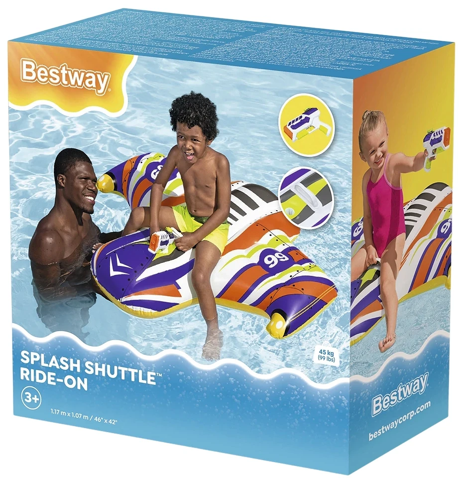 Надувний плотик Bestway 41503 Космічний корабель (107x99x25,5 см) з водяним пістолетом