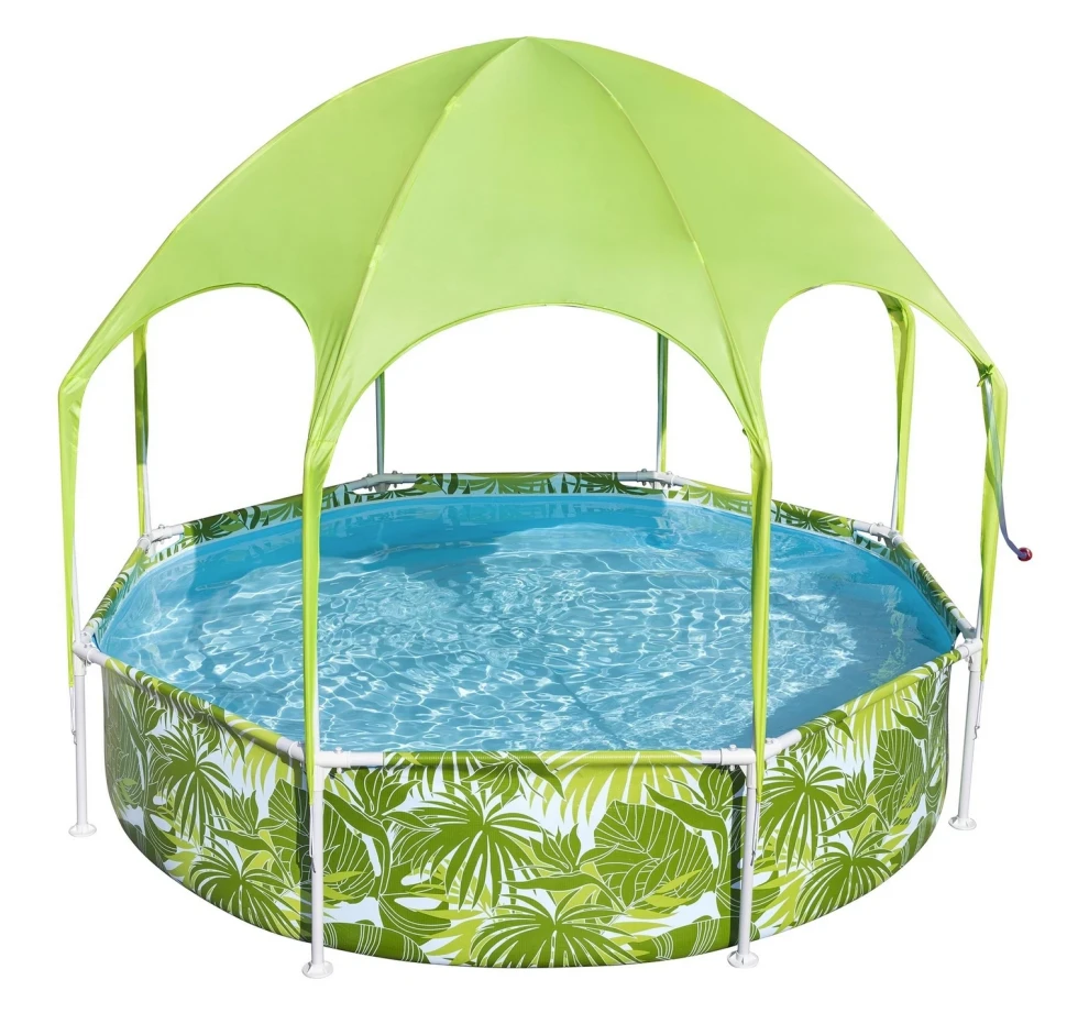 Каркасний дитячий басейн Bestway 56432 (244x51 см) з навісом та душем