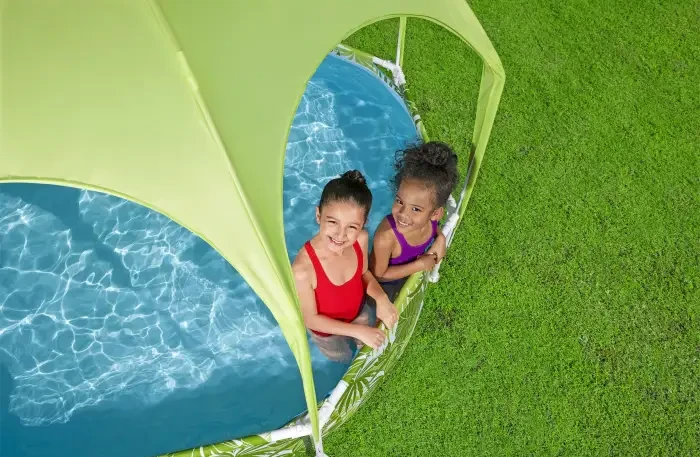 Каркасний дитячий басейн Bestway 56432 (244x51 см) з навісом та душем