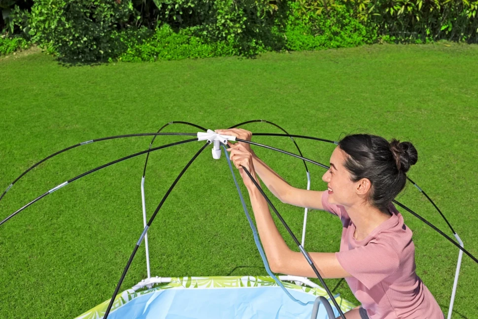 Каркасний дитячий басейн Bestway 56432 (244x51 см) з навісом та душем