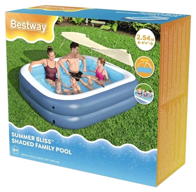 Надувной бассейн Bestway 54449 (254x178x140 см) с солнцезащитным навесом