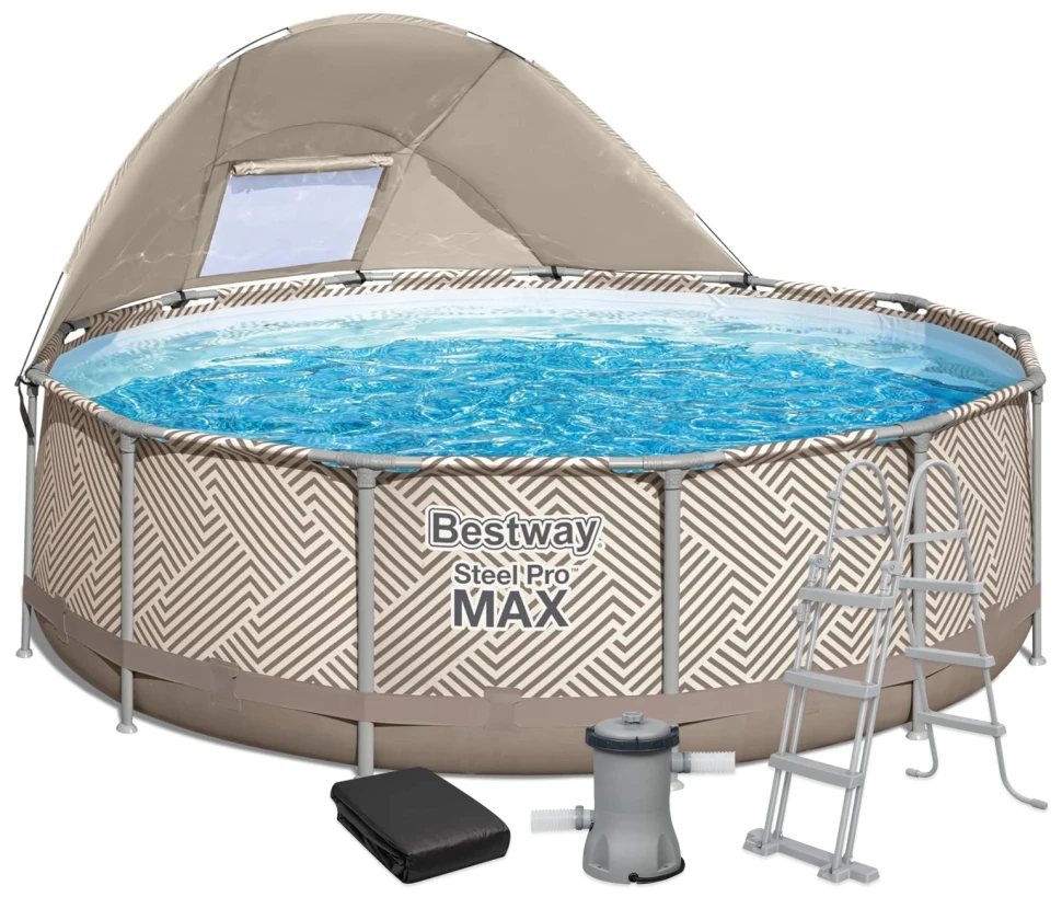 Каркасний басейн Bestway 561FY (396x107 см) з навісом, насос-фільтр, драбина, тент