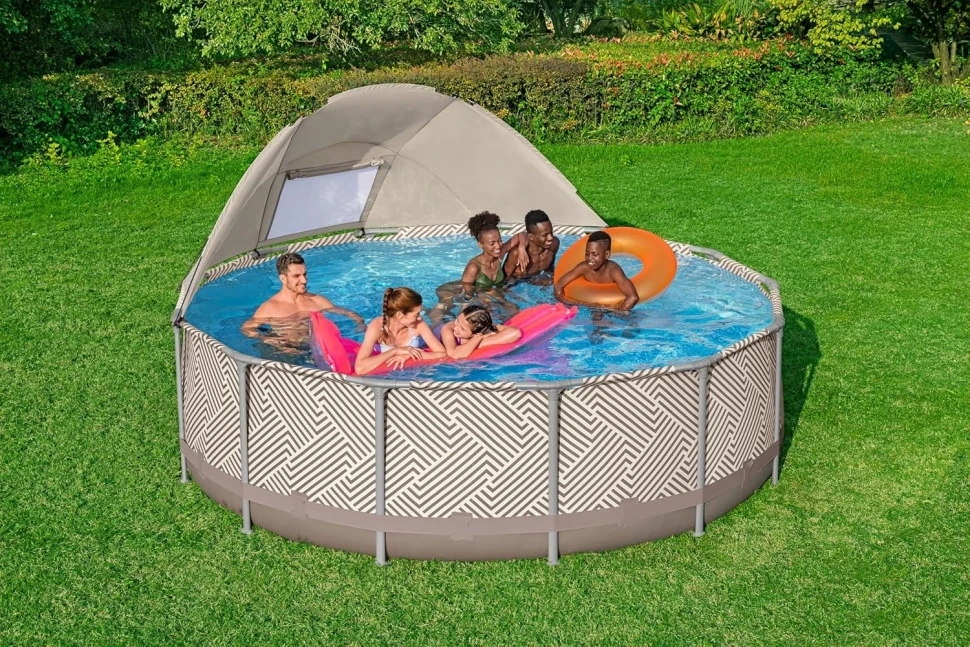 Каркасний басейн Bestway 561FY (396x107 см) з навісом, насос-фільтр, драбина, тент