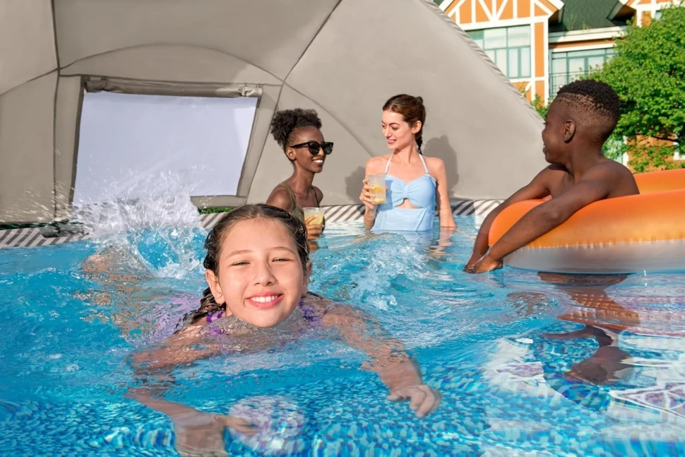 Каркасний басейн Bestway 561FY (396x107 см) з навісом, насос-фільтр, драбина, тент