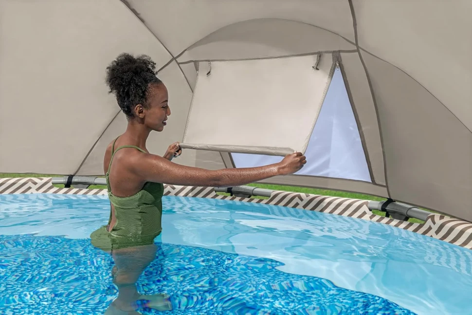 Каркасний басейн Bestway 561FY (396x107 см) з навісом, насос-фільтр, драбина, тент