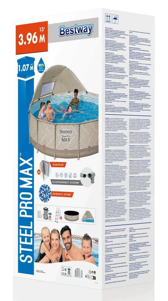 Каркасний басейн Bestway 561FY (396x107 см) з навісом, насос-фільтр, драбина, тент