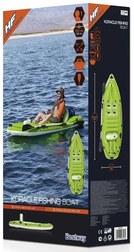 Каяк надувной Bestway 65097 Hydro-Force Koracle (270x100 см, весло, насос ручной)