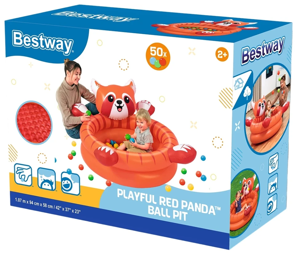 Надувной детский бассейн Bestway 52702 Панда (107x94x58 см) с мячиками