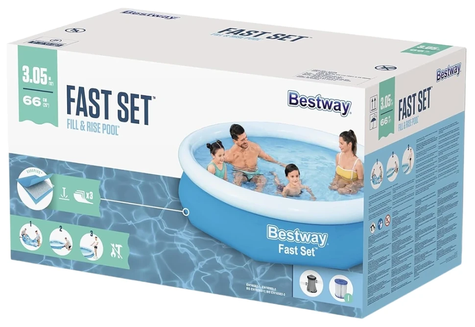 Надувний басейн Bestway 57458 (305x66 см) насос-фільтр 1249 л/год