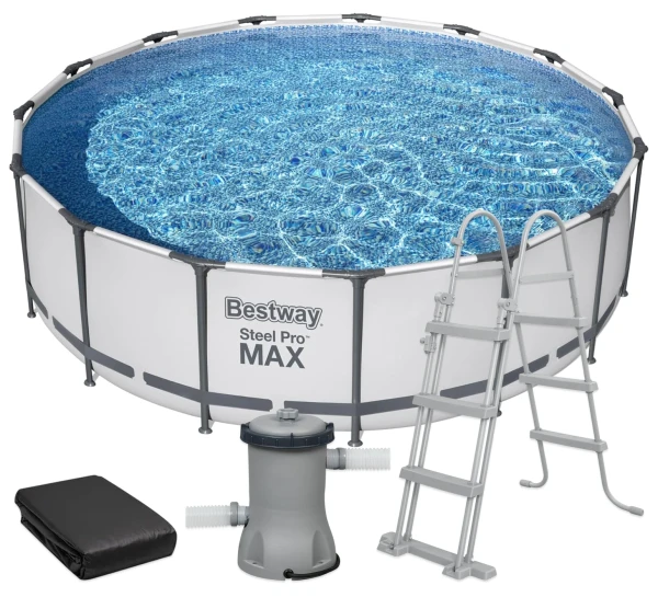 Каркасний басейн Bestway 56438 (457x122 см) насос-фільтр, сходи, тент