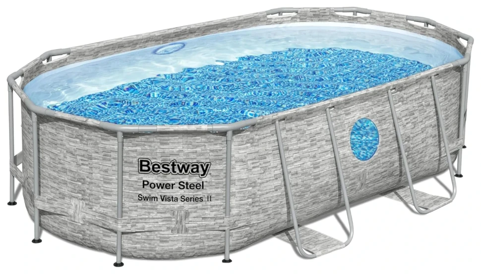 Каркасный бассейн Bestway 56714 (427x250x100 см) насос-фильтр, лестница, тент, 2 окна