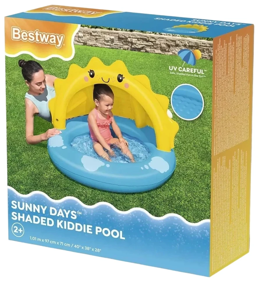 Надувной детский бассейн Bestway 52637 Солнышко (101x97x71 см) с навесом