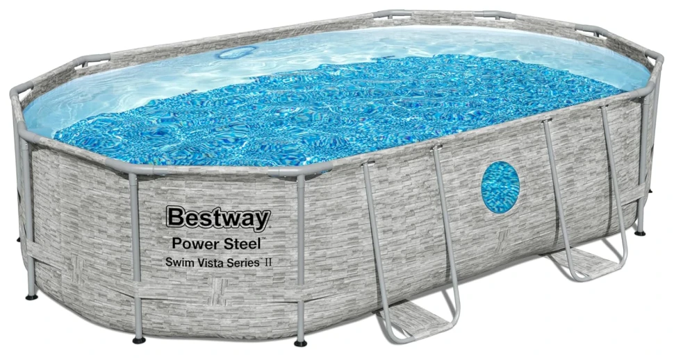 Каркасный бассейн Bestway 56946 (488x305x107 см) песочный насос-фильтр, лестница, тент, 2 окна