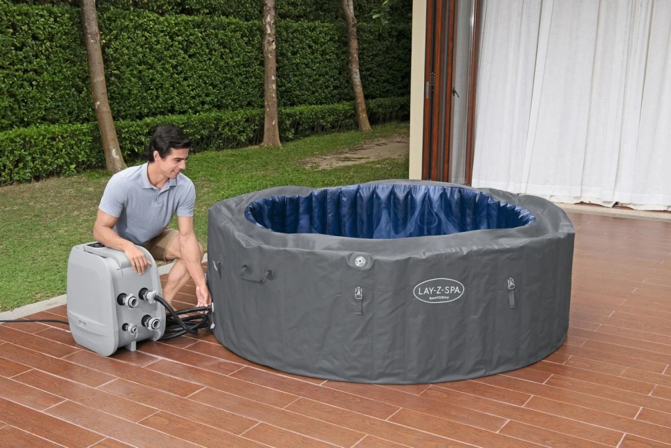 Надувной джакузи Bestway 6001T Santorini (216x80 см, гидромассаж/аэромассаж, 10/180 форсунок, Wi-Fi)