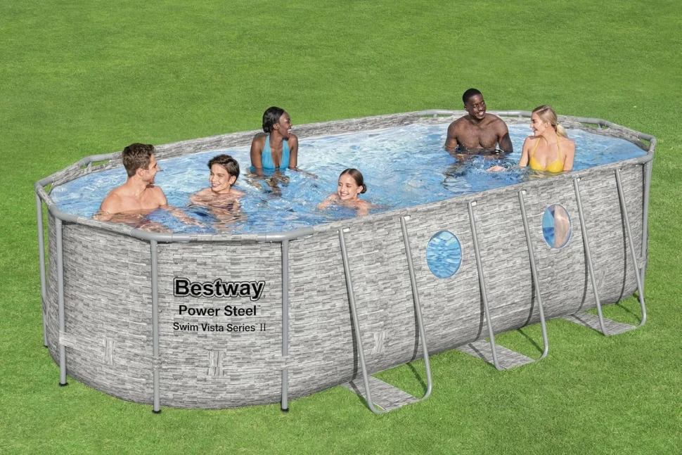 Каркасный бассейн Bestway 56716 (549x274x122 см) насос-фильтр, лестница, тент, 4 окна