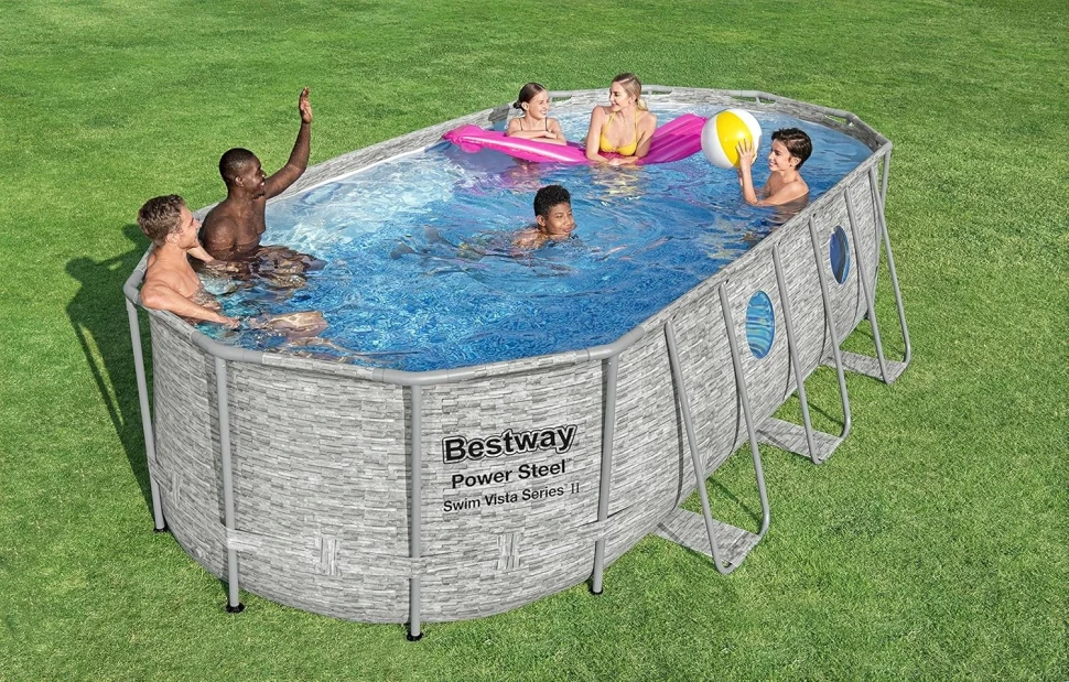 Каркасный бассейн Bestway 56716 (549x274x122 см) насос-фильтр, лестница, тент, 4 окна
