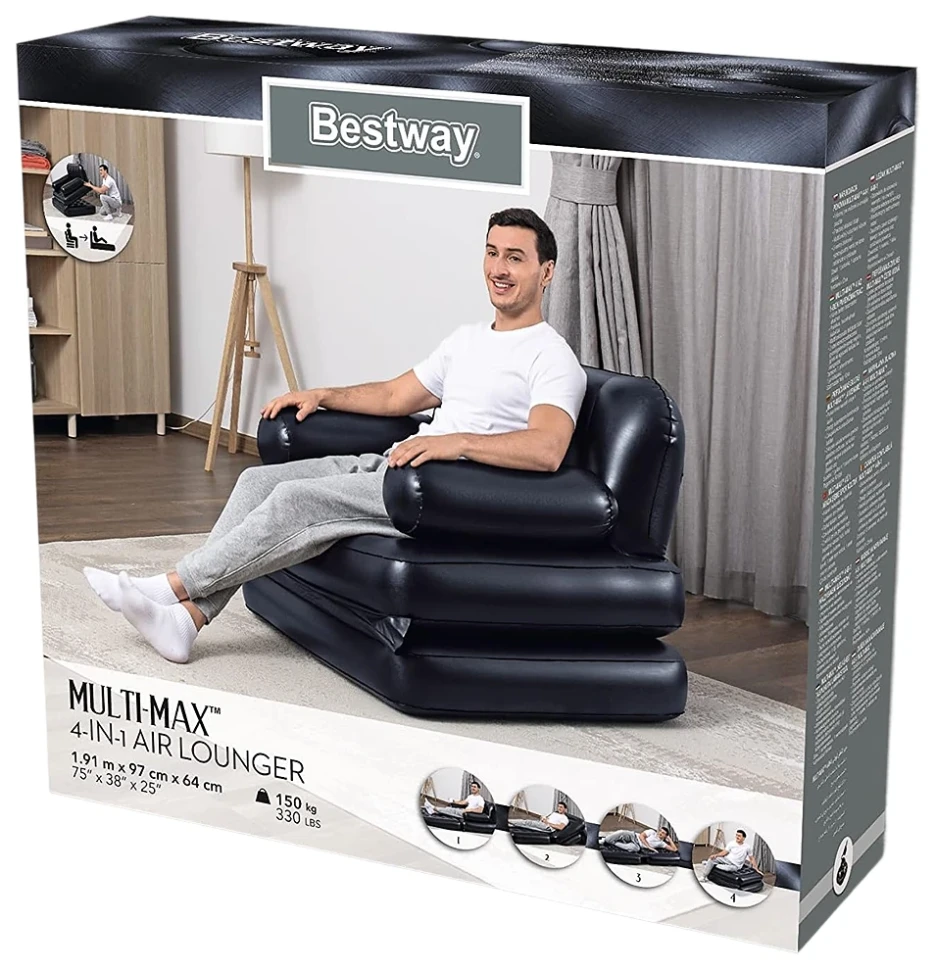 Надувне розкладне крісло Bestway 75114 (191x97x64 см) 4 в 1