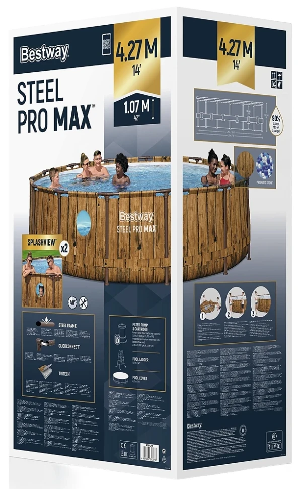 Каркасний басейн Bestway 561JM (427x107 см) насос-фільтр, драбина, тент