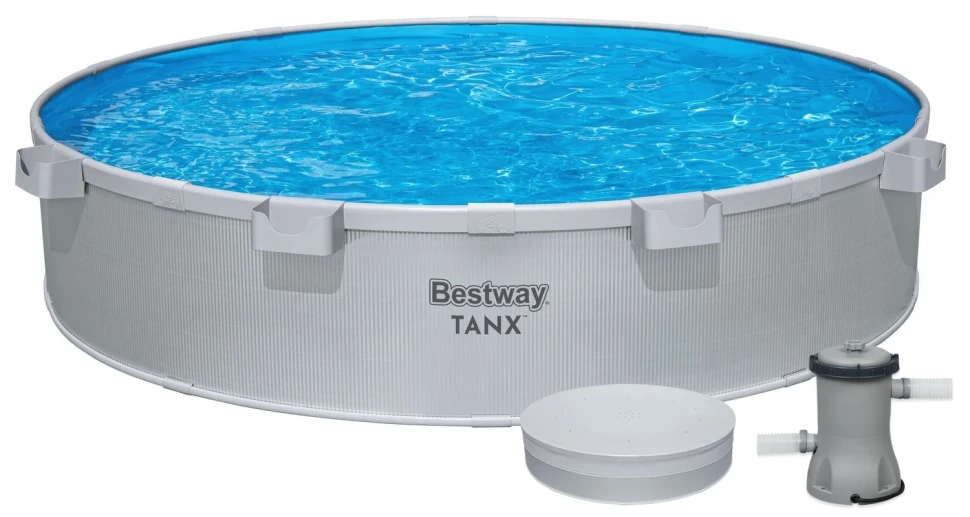 Каркасний басейн Bestway 561RW (305x61 см) насос-фільтр, тент, 4 підстаканника