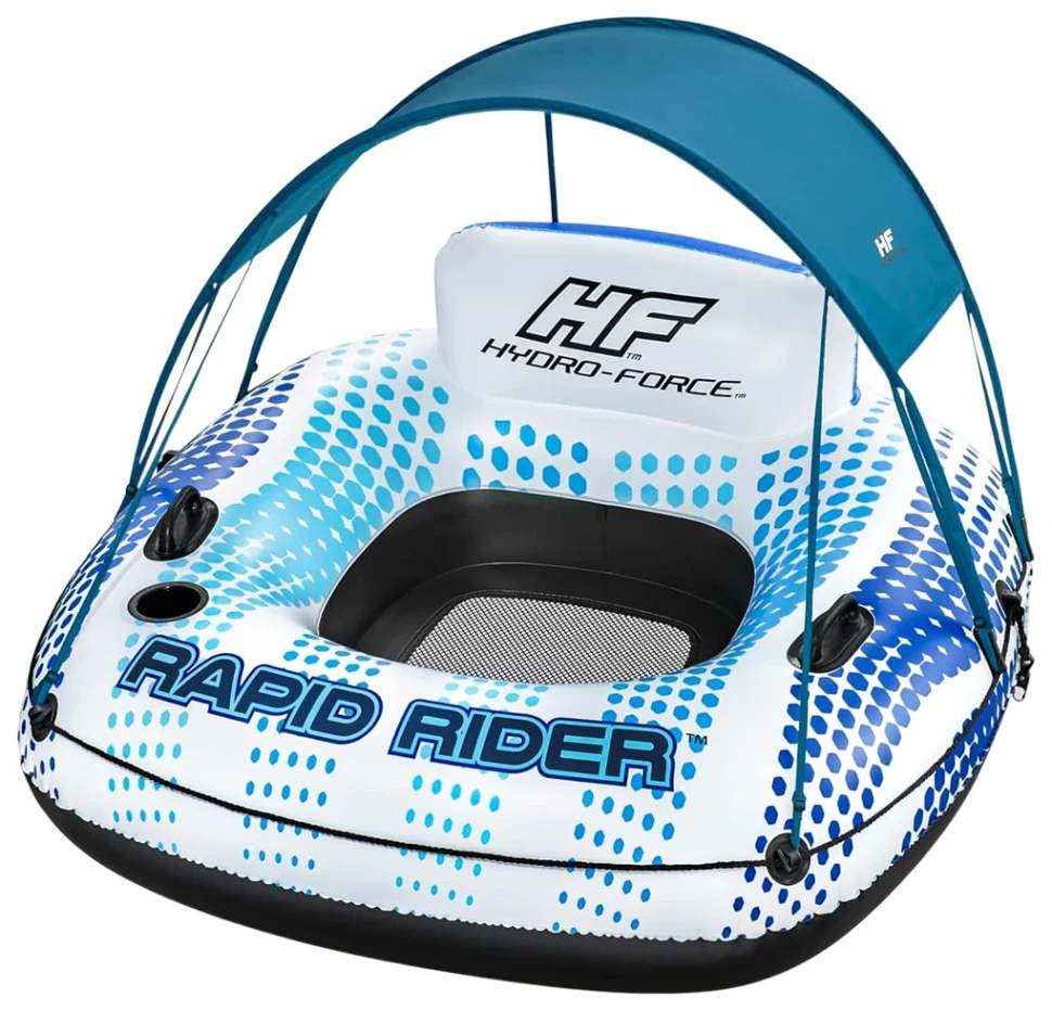 Надувний плотик Bestway 43725 Rapid Rider (123x123x51 см) із сіткою та навісом