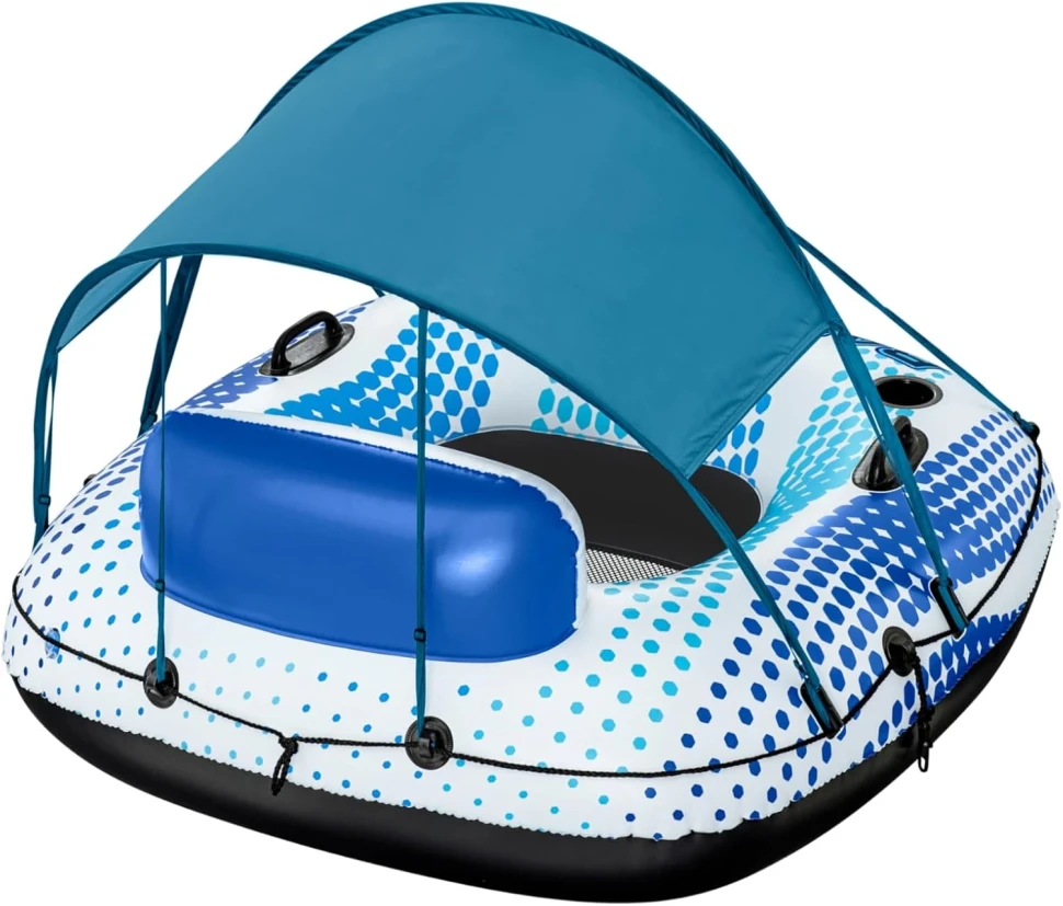 Надувний плотик Bestway 43725 Rapid Rider (123x123x51 см) із сіткою та навісом