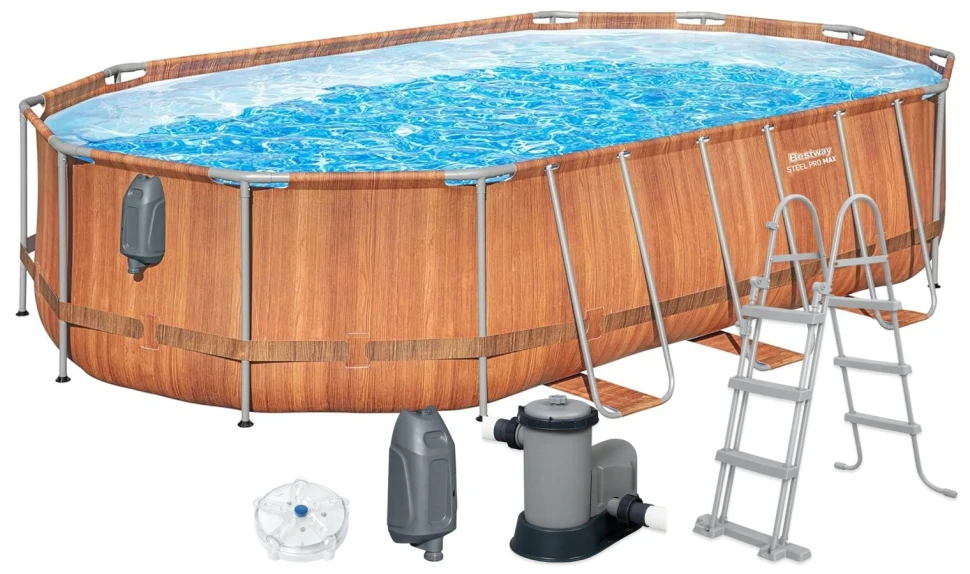 Каркасний басейн Bestway 56719 Comfort Jet (610x366x122 см) насос-фільтр, драбина, LED-підсвічування