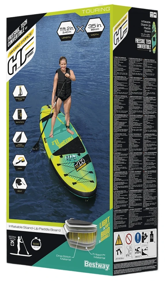 SUP-борд Bestway 65310 (340x89x15 см) весло, насос, сидіння, страхувальний трос, сумка