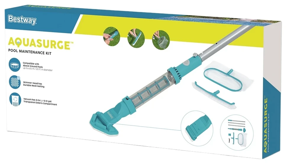 Набір для чищення басейну Bestway 58831 (акумуляторний пилосос, сачок, щітки, телескопічна ручка)