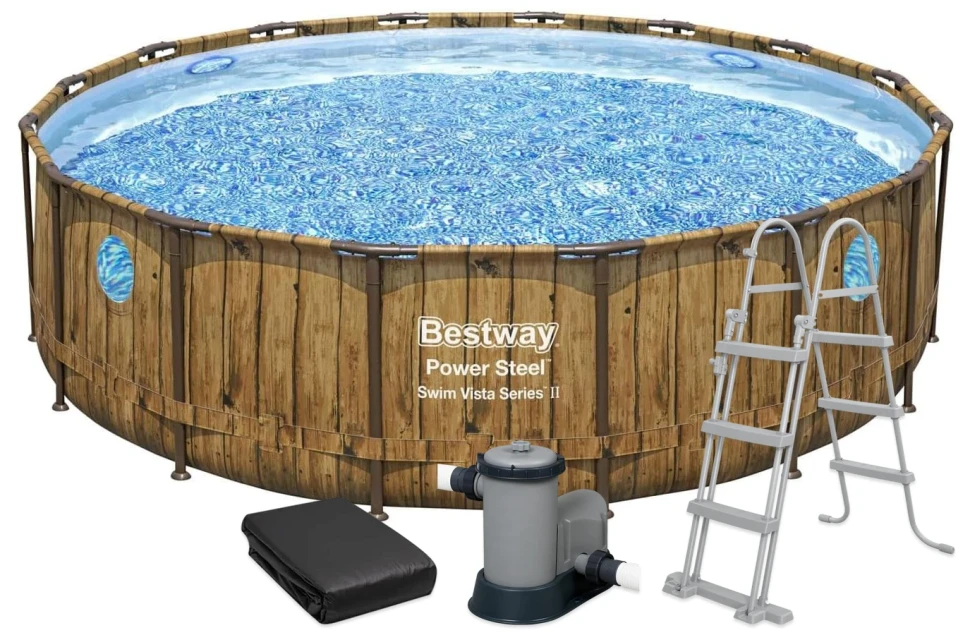 Каркасний басейн Bestway 56725 (488x122 см) насос-фільтр, драбина, тент