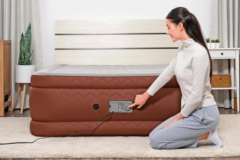 Надувне ліжко Bestway 69160 (203x152x51) c вбудованим насосом, автопідкачування, порти USB