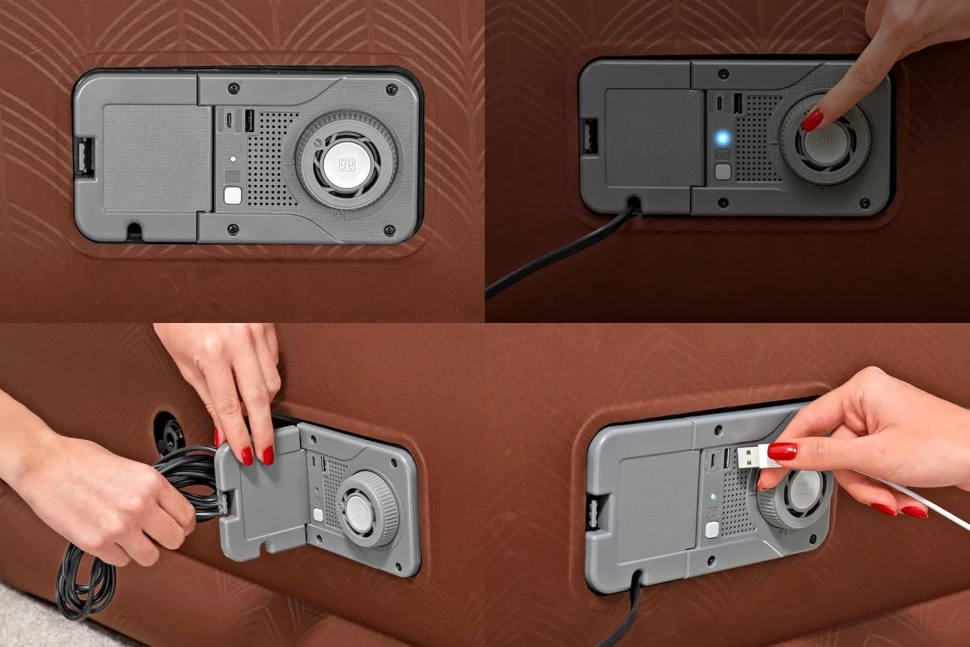 Надувне ліжко Bestway 69160 (203x152x51) c вбудованим насосом, автопідкачування, порти USB