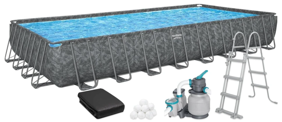 Каркасний басейн Bestway 561KJ (956x488x132 см) пісочний насос-фільтр, сходи, тент, наповнювач для фільтра