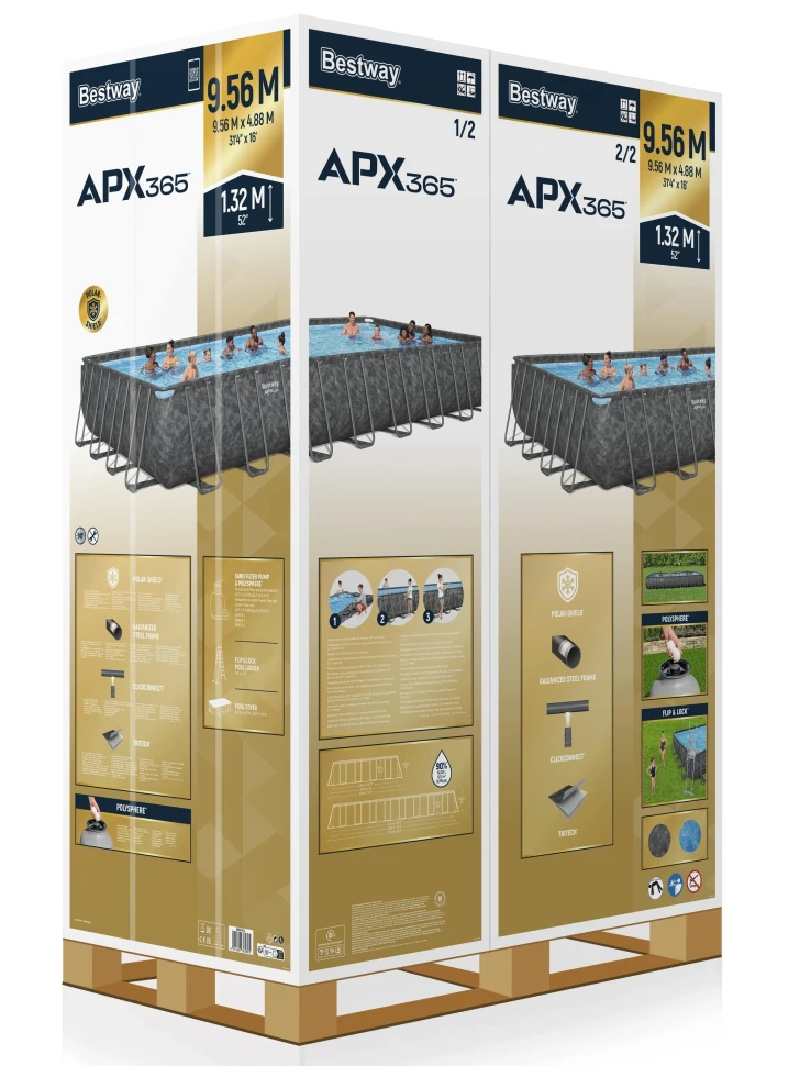 Каркасний басейн Bestway 561KJ (956x488x132 см) пісочний насос-фільтр, сходи, тент, наповнювач для фільтра