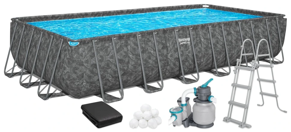 Каркасний басейн Bestway 561KG (732x366x132 см) пісочний насос-фільтр, сходи, тент, наповнювач для фільтра
