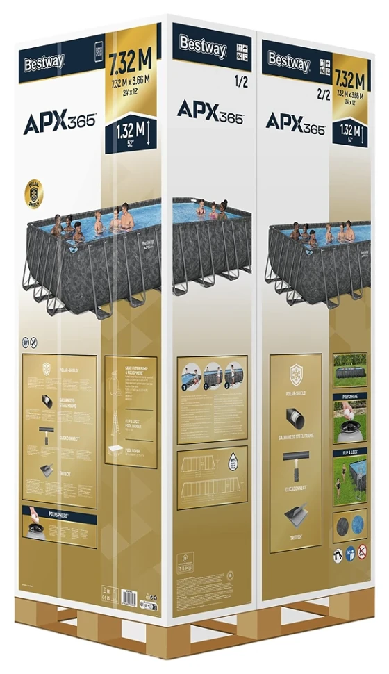 Каркасний басейн Bestway 561KG (732x366x132 см) пісочний насос-фільтр, сходи, тент, наповнювач для фільтра