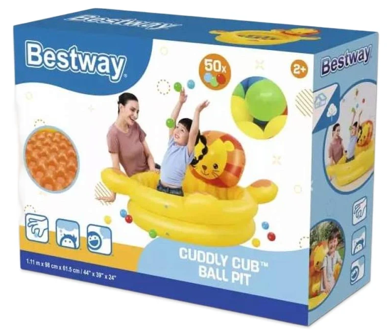 Надувной бассейн Bestway 52261 (111x98x61,5 см) "Львенок" с мячиками