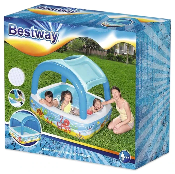 Надувной бассейн Bestway 52192 (140x140x114 см) со съемным навесом