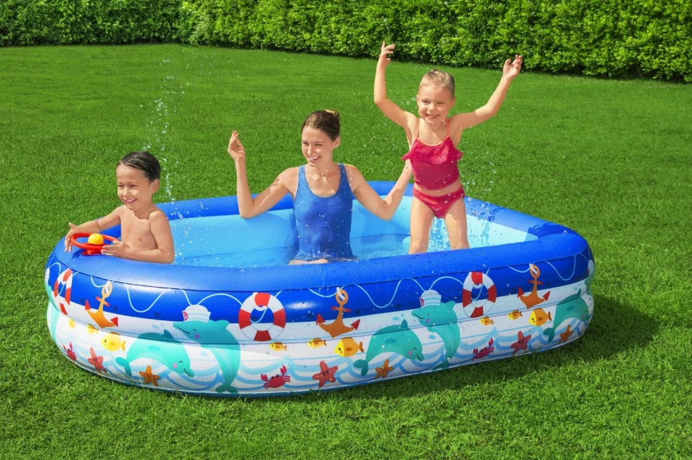 Надувной бассейн Bestway 54370 (213x155x132 см) со съемным навесом 