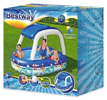 Надувной бассейн Bestway 54370 (213x155x132 см) со съемным навесом 
