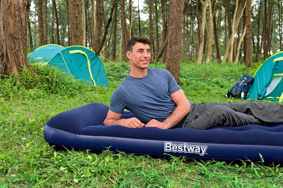 Надувной матрас Bestway 67224 (188x99x28) с подголовником, встроенный ножной насос