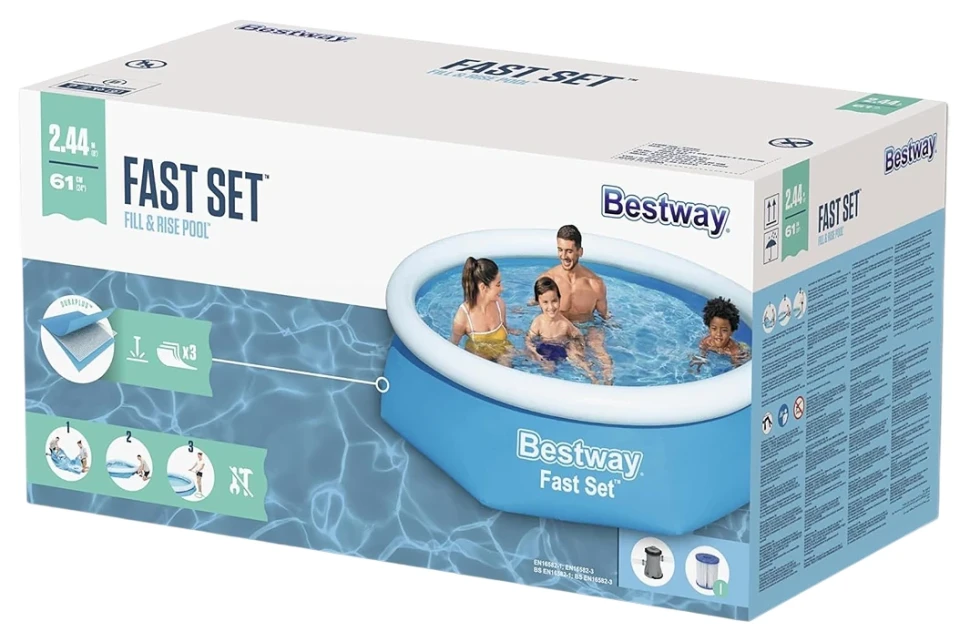 Надувний басейн Bestway 57450 (244x61 см) насос-фільтр 1249 л/год