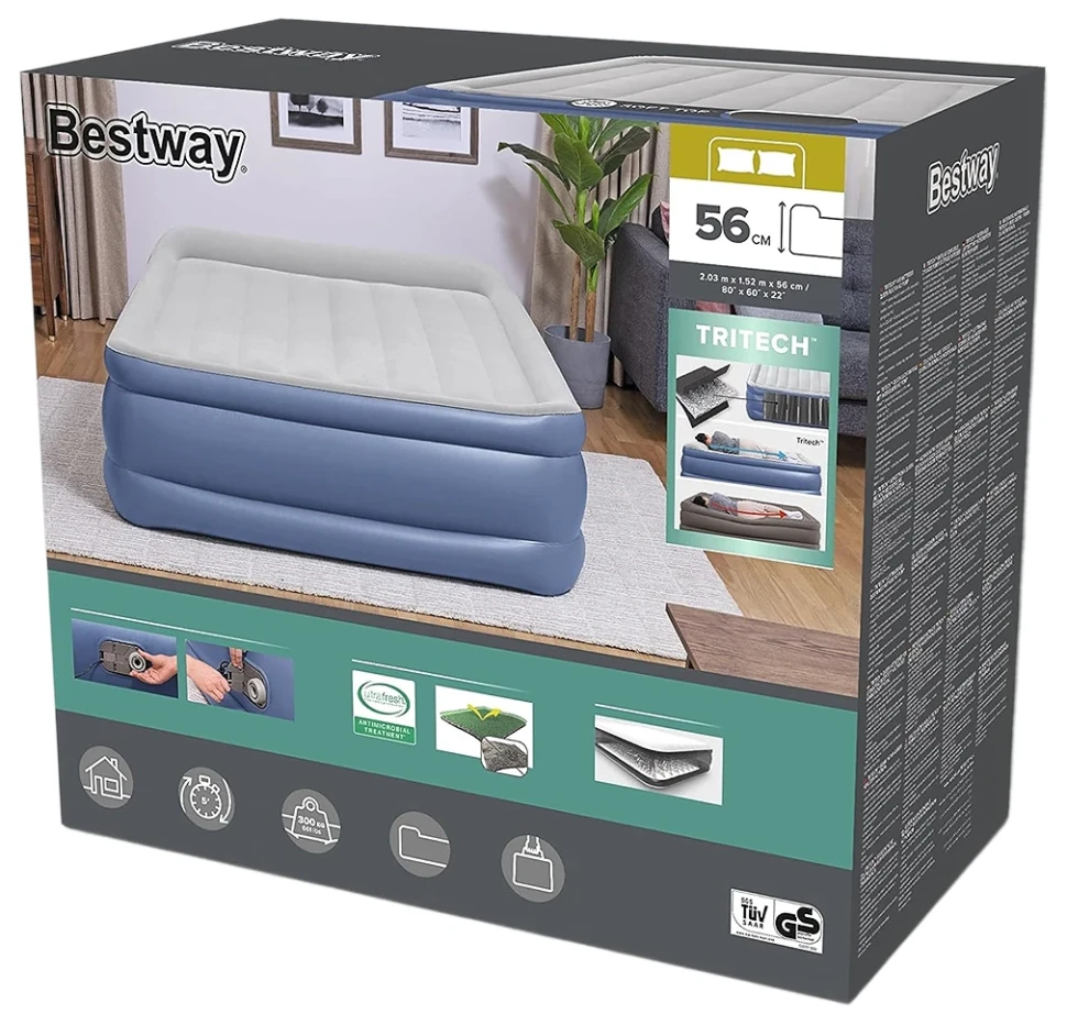 Надувне ліжко Bestway 67614 (203x152x56 см) з вбудованим насосом
