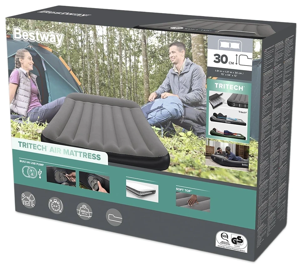 Надувная кровать Bestway 671BR (191x137x30) c встроенным насосом USB