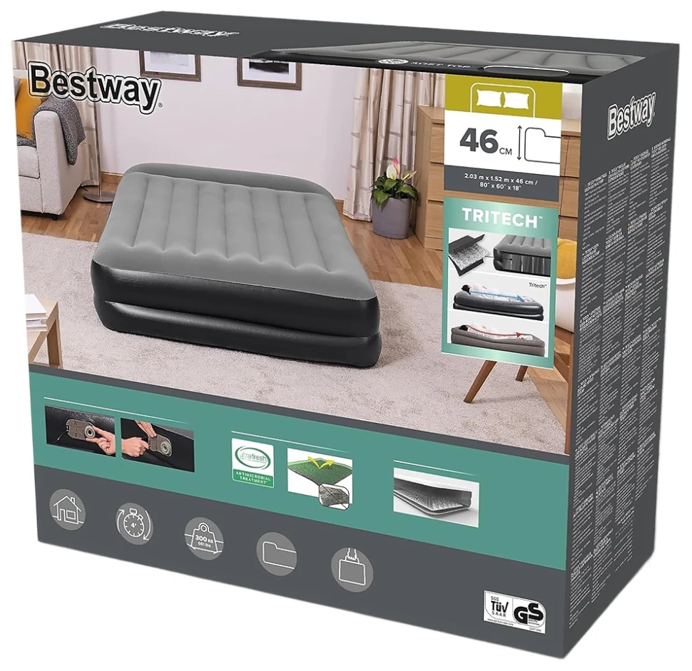 Надувне ліжко Bestway 67403 (203x152x46 см) з вбудованим насосом