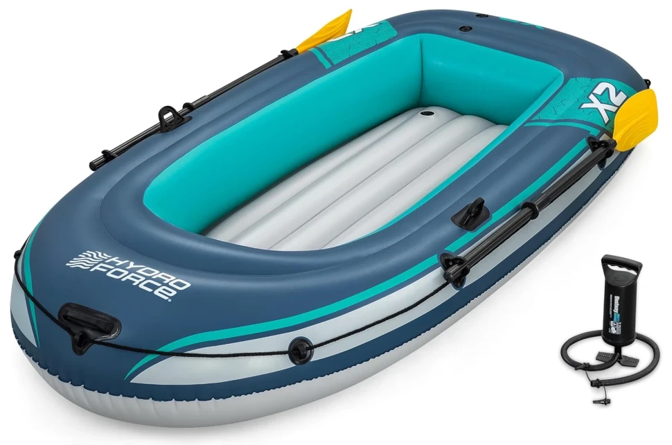 Човен надувний Bestway 61153 Trek X2 Raft (232x118x37 см) весла, насос