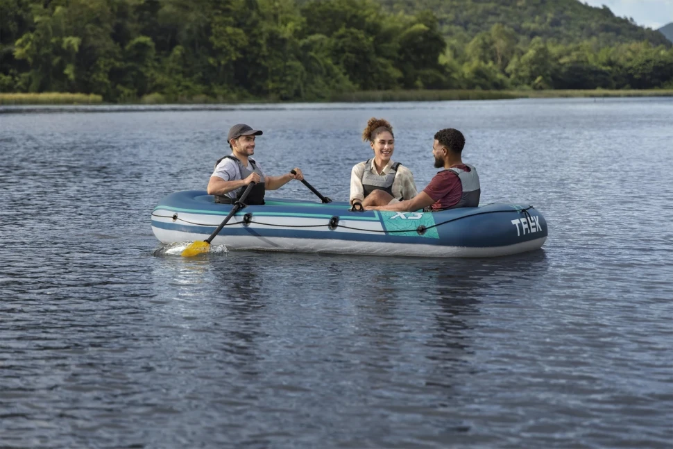 Човен надувний Bestway 61154 Trek X3 Raft (294x137x39 см) весла, насос