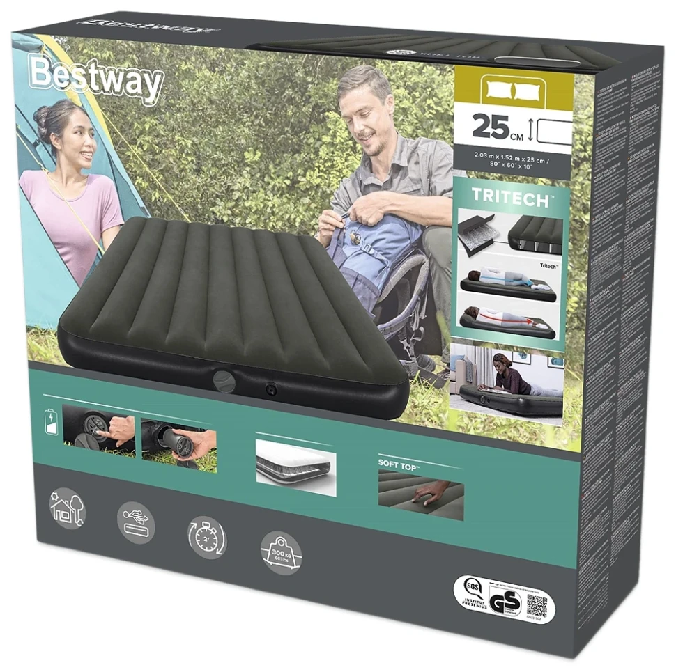 Надувная кровать Bestway 6716S (203x152x25) c встроенным насосом USB